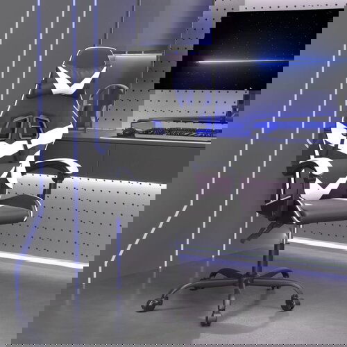 vidaXL Vrtljiv gaming stol črno in belo umetno usnje Cene