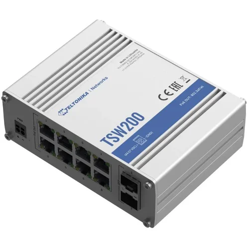 Teltonika stikalo Giga 8-port 8x PoE 2xSFP 240W DIN Mini TSW200000010, (21209421)