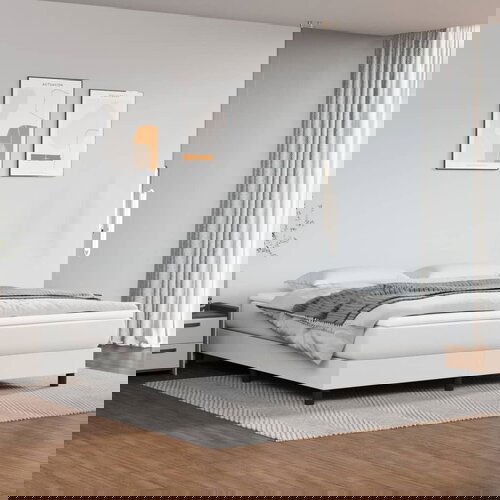 VidaXL Box spring posteljni okvir bel 160x200 cm umetno usnje Slike