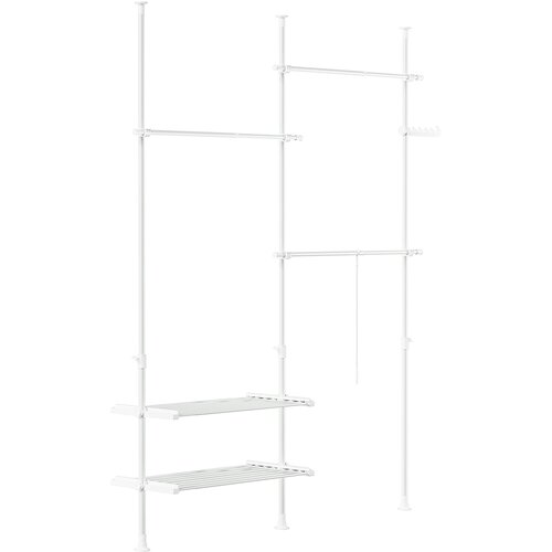 SoBuy Stoječi obe&scaron;alnik Bela 145x42.4x227cm Funkcionalen FRG34-II-W, (5000092558) Cene