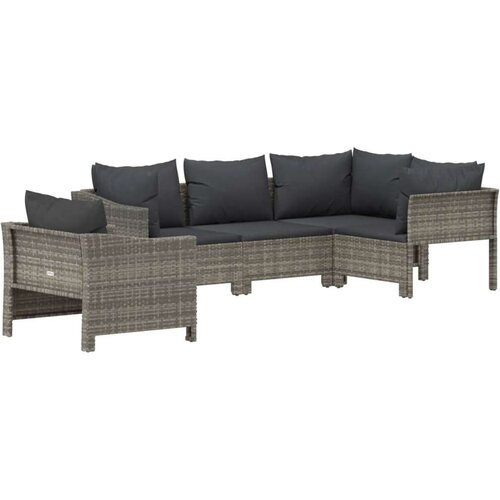  5-dijelna vrtna garnitura od poliratana s jastucima siva Cijene