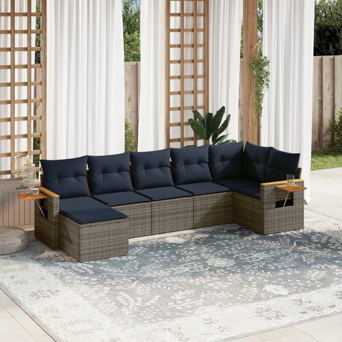 vidaXL 7-dijelni set vrtnih sofa od poliratana s jastucima sivi Cene