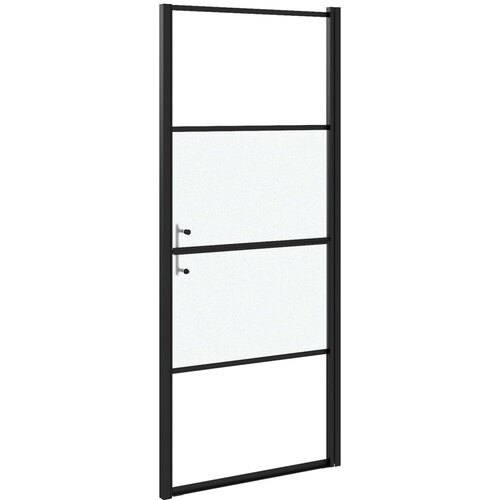  Vrata za tu&amp;scaron;-kabinu 91x195 cm napola mutno kaljeno staklo crna Slike