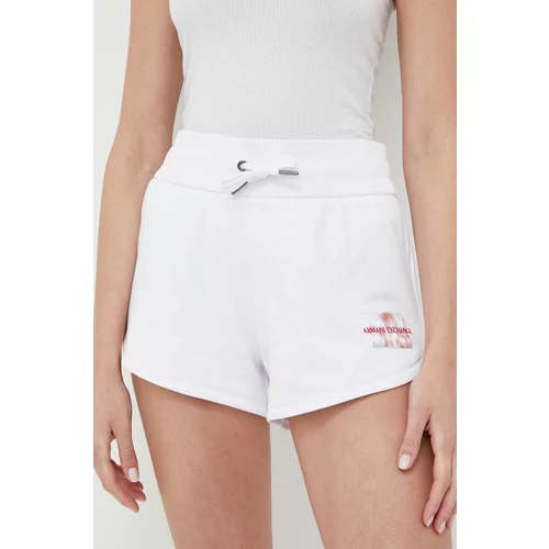 Armani Exchange Kratke hlače za žene, boja: bijela, glatki materijal, visoki struk