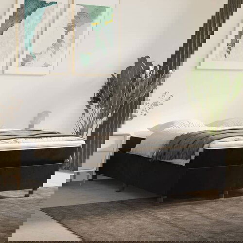 VidaXL Krevet s oprugama i madracem crni 140 x 190 cm bar&amp;scaron;unasti Slike