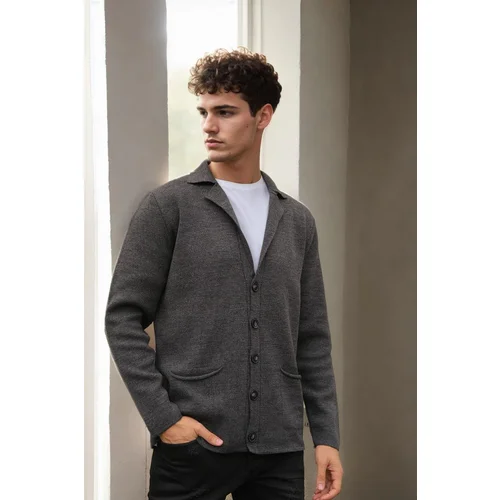 Dewberry 36916 Double Breasted Collar Mens Cardigan-ANTHRACITE