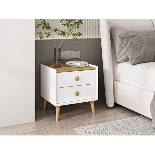 Hanah home noćni ormarić Mitra 9120, 50 cm, beli / Artisan Cene
