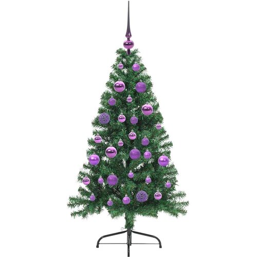 VidaXL Umjetna božićna jelka s lampicama Zelena 120 cm PVC Slike