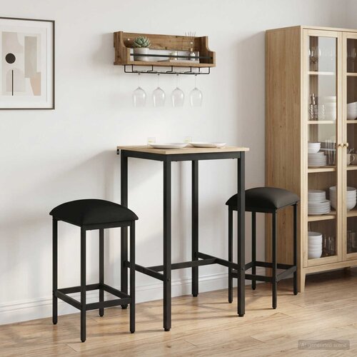  stolica 2 kom. Crna 40 x 32 x 74 cm Konstruirano drvo Slike