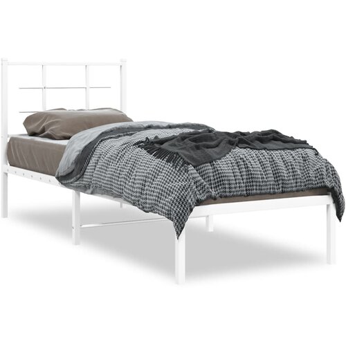vidaXL Metalni okvir za krevet s uzglavljem bijeli 75x190 cm Cene