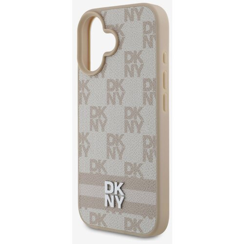 Dkny PU Leather Checkered Pattern and Stripe Zadn&amp;iacute; Kryt pro iPhone 16 Pink Ovitek za telefon Vijolična Slike