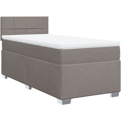 VidaXL Krevet s oprugama i madracem smeđesivi 100 x 200 cm od tkanine Slike