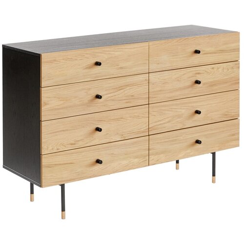 Woodman Črna/v naravni barvi nizka komoda v hrastovem dekorju 130x87 cm Jugend &ndash; Cene