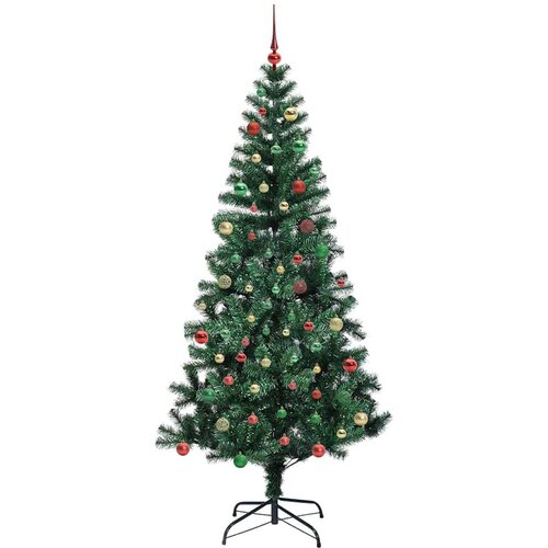 VidaXL Umjetno predsvijetljeno božićno drvce Zelena 210 cm PVC i metal Slike