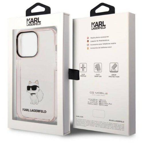 Karl Lagerfeld KLHCP14XHNCHTCP za&amp;scaron;čita ovitek za iphone 14 pro prozorno roza - iml nft choupette logo Slike