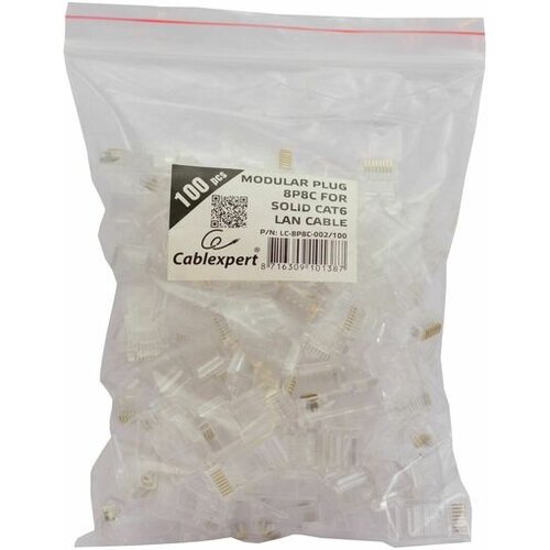 Gembird LC-8P8C-002/10 CAT6 Modular plug 8P8C 30u gold plated RJ45/ 10 u pak /CENA PO PAKOVANJU Slike