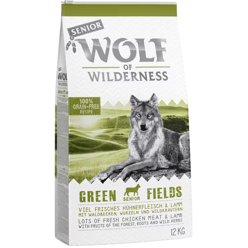 Wolf of Wilderness Varčno pakiranje: 2 x 12 kg - Senior "Green Fields" - Jagnjetina