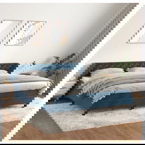 VidaXL Krevet s oprugama i madracem tamnoplavi 160x200 cm bar&amp;scaron;unasti Slike