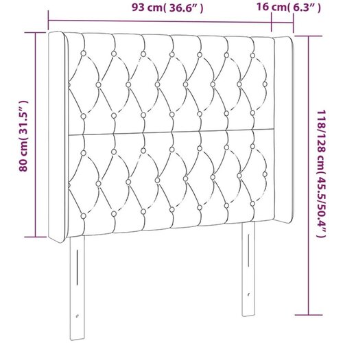  Uzglavlje crno 93 x 16 x 118/128 cm od tkanine Slike