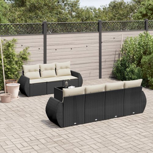 vidaXL 8-dijelni set vrtnih sofa od poliratana s jastucima crni Cijene