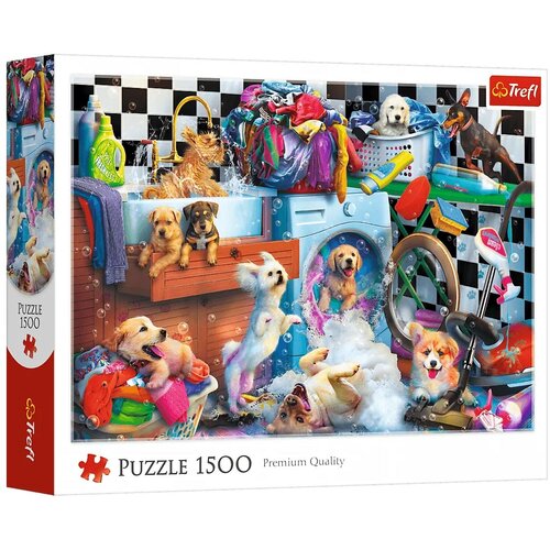Trefl Psi u praonici rublja puzzle od 1500 dijelova - Slike