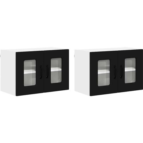 VidaXL zidni kuhinjski ormarić s policom 2 pcs crna 60 x 31 x 40 cm Slike