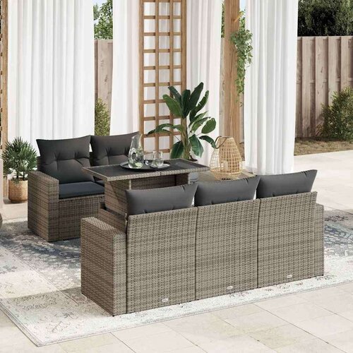vidaXL 6-dijelni set vrtnih sofa od poliratana s jastucima sivi Cijene