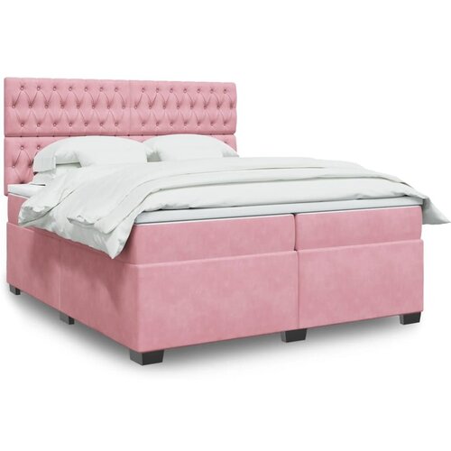 vidaXL Box spring postelja z vzmetnico roza 200x200 cm žamet Cene