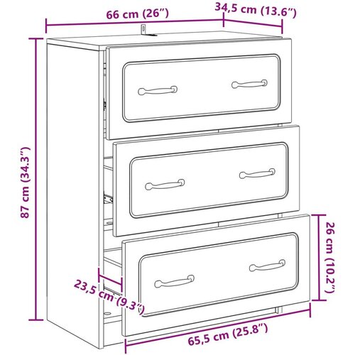  Ormar s ladicama Dimljeni hrast 66 x 34 5 x 87 cm - Dimljeni hrast Slike