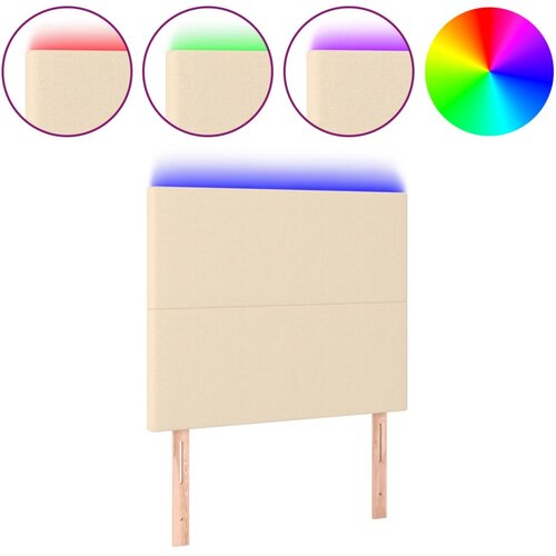 Maison Chic led posteljno vzglavje - vzglavna omarica - nočna omarica krem 100x5x118/128 cm blago, (21706995) Slike