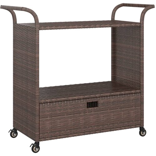 vidaXL barska kolica s ladicom smeđa 100 x 45 x 97 cm od poliratana Cijene