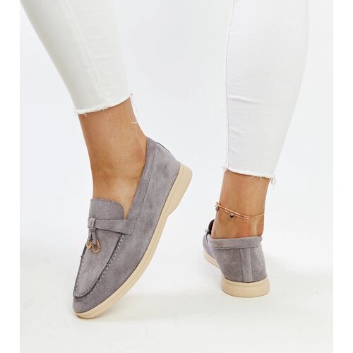 Gemre Gray moccasins with a metal charm Fiorano Cene