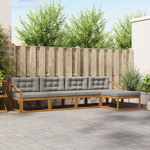  Set vanjskih sofa 5 kom. Prirodna i svijetlo siva Smeđa 325 x 162,5 x 73 cm Slike