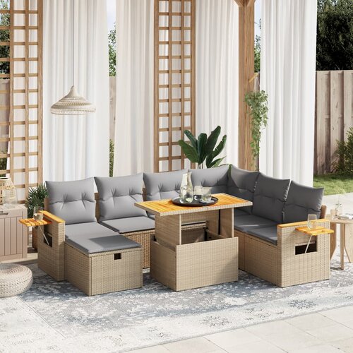 vidaXL 8-dijelni set vrtnih sofa od poliratana s jastucima bež Cijene