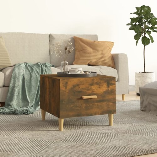 vidaXL Klubska mizica dimljeni hrast 50x50x40 cm konstruiran les Cene