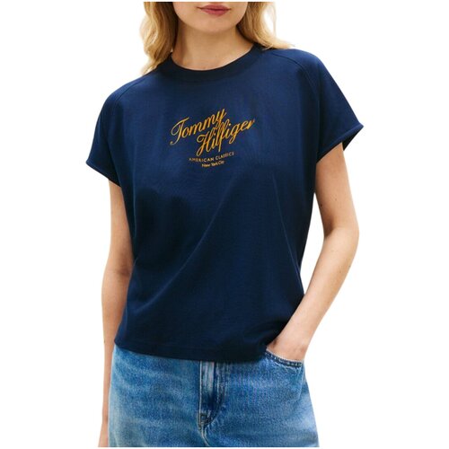 Tommy Hilfiger Majice s kratkimi rokavi WW0WW50787 Modra Slike