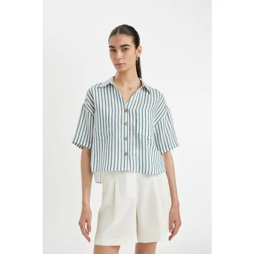 Defacto Striped Muslin Short Sleeve Shirt