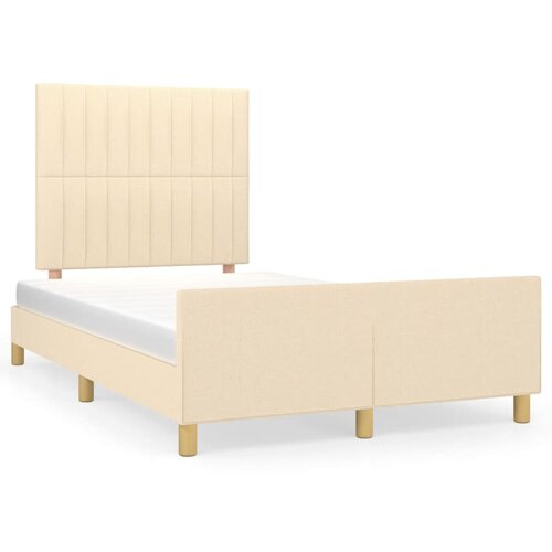  The Living Store Posteljni okvir z vzglavjem krem 120x190 cm tkanina - Posteljni Okvir Z Vzglavjem, (21497625) Cene
