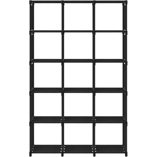 Police za izlaganje s 15 kocki crne 103x30x175,5 cm od tkanine Slike