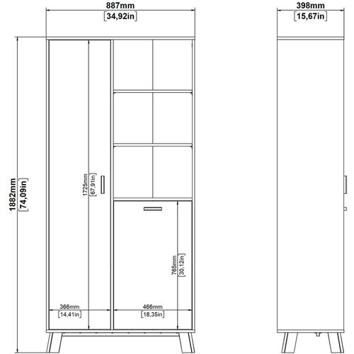 Tvilum Bel/v naravni barvi regal v hrastovem dekorju 89x188x40 cm Ikast &amp;ndash; Slike