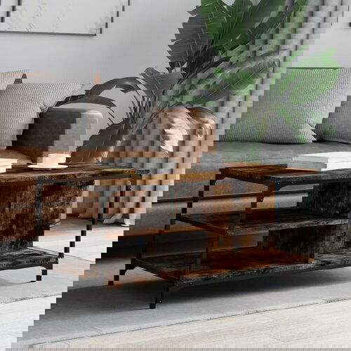 vidaXL Klubska mizica dimljeni hrast 100x50x45 cm inženirski les Cene