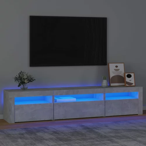 vidaXL TV ormarić s LED svjetlima siva boja betona 195x35x40 cm