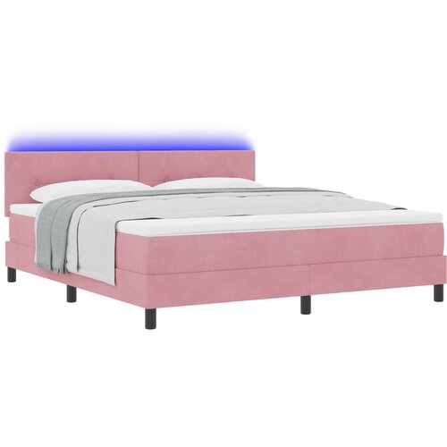 VidaXL Postelja z vzmetnico in LED roza 180x200 cm žamet, (22151044) Slike
