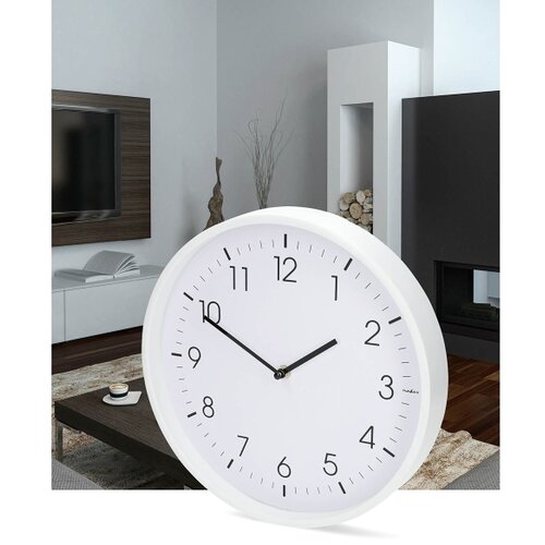 Nedis CLWA1226WT - Zidni sat, prečnik 30,8 cm, napajanje 1xAA, bela Slike