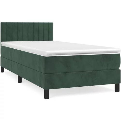 vidaXL Box spring postelja z vzmetnico temno zelena 80x200 cm žamet, (20901977)