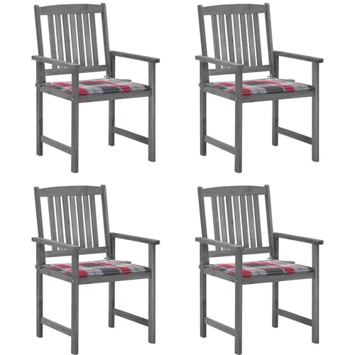  Redateljske stolice s jastucima 4 kom sive od bagremovog drva