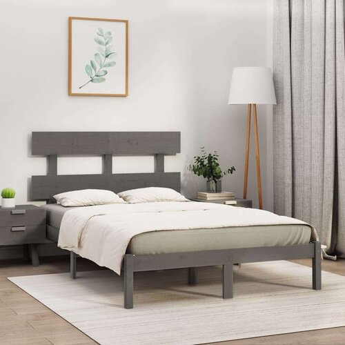  Posteljni okvir siv iz trdnega lesa 200x200 cm, (20643207) Slike