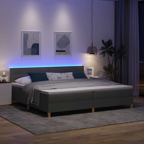  LED Box Spring Krevet Tamno siva 200 x 200 cm tkanina Slike