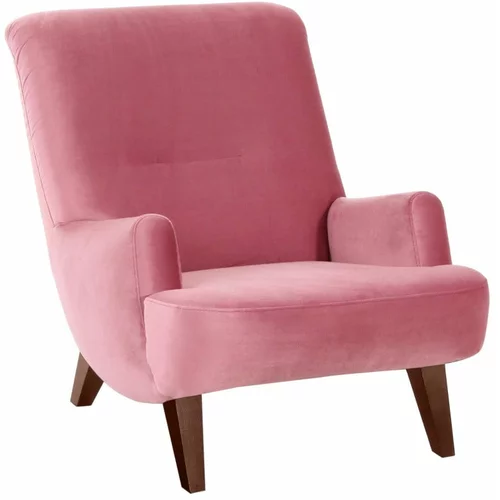 Max Winzer ružičasta fotelja sa smeđim nogama Brandford Suede