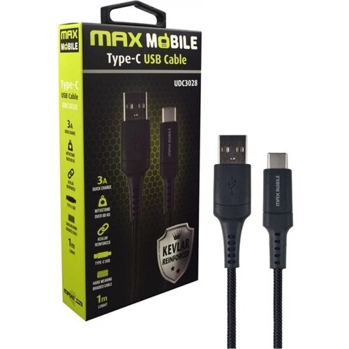 Max Mobile Data kabel USB 2.0-TYPE C UDC3028, 1 metar, crni Cijene